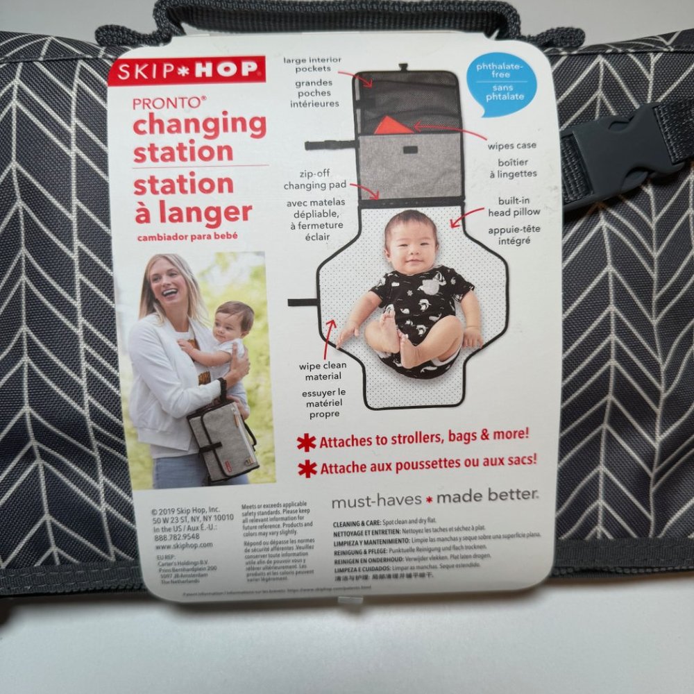 Pronto Portable Changing Station, Diaper Clutch and Changing Pad- Grey Feather - Picture 4 of 4